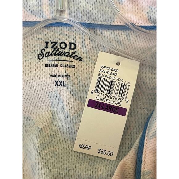 Izod Saltwater relaxed classic beach ready polo shirt 'canteloupe' mens size XXL - Picture 4 of 5
